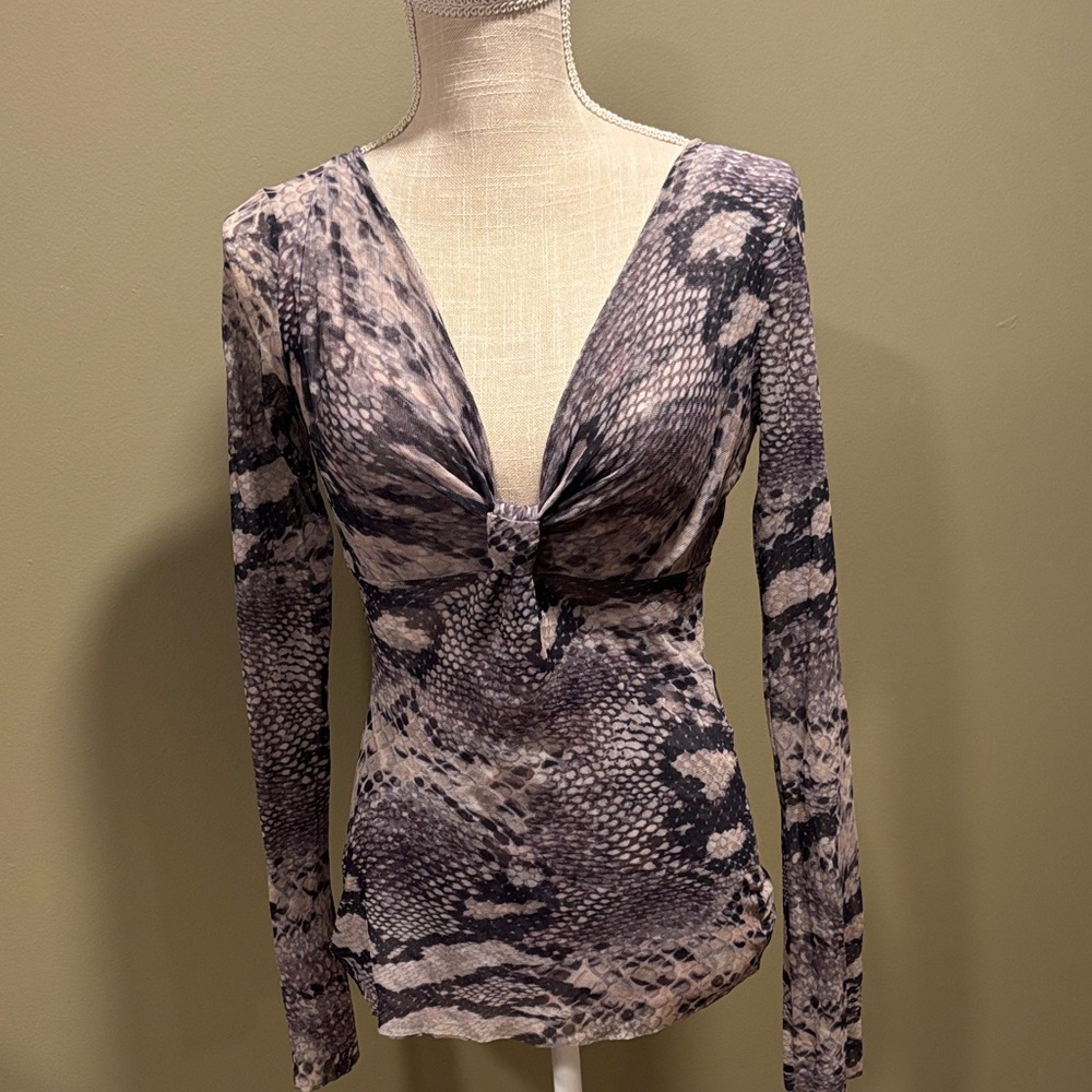 Snakeskin Print Long Sleeve Top
